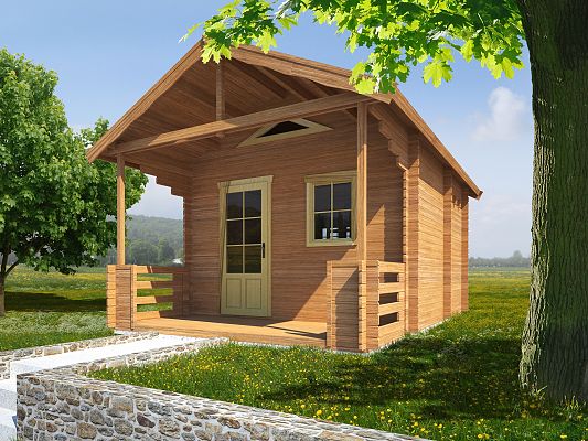 Zahradní domky a chatky - Ellen III 400x400 33 mm s terasou