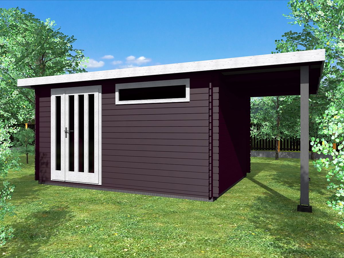 Zahradní domky a chatky - Alfred DD 400x300 33 mm + přístřešek