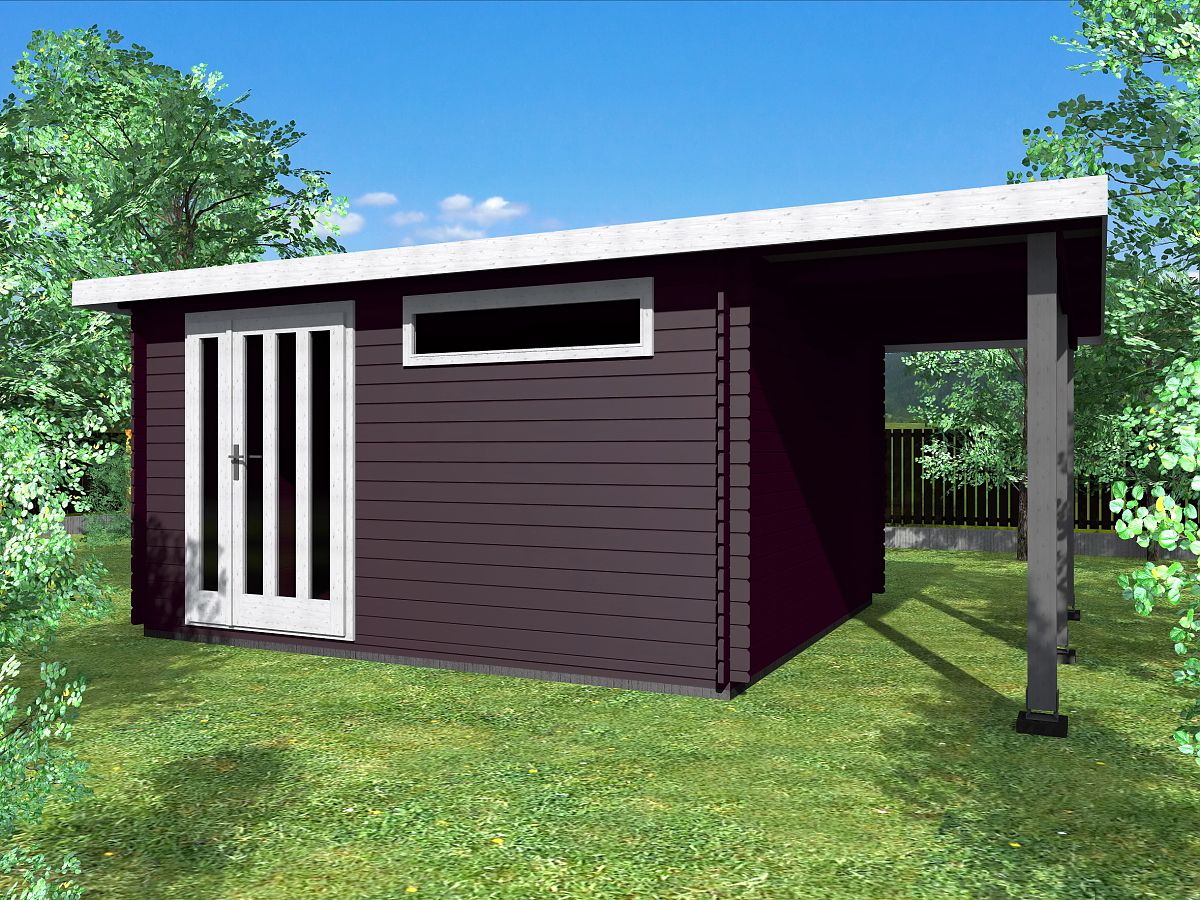 Zahradní domky a chatky - Alfred DD 400x350 33 mm + přístřešek