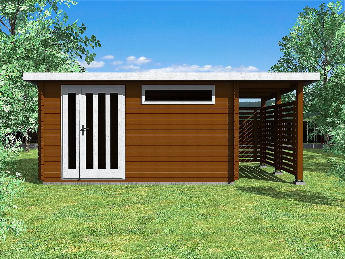 Zahradní domky a chatky - Alfred DD 400x300 33 mm + přístavba