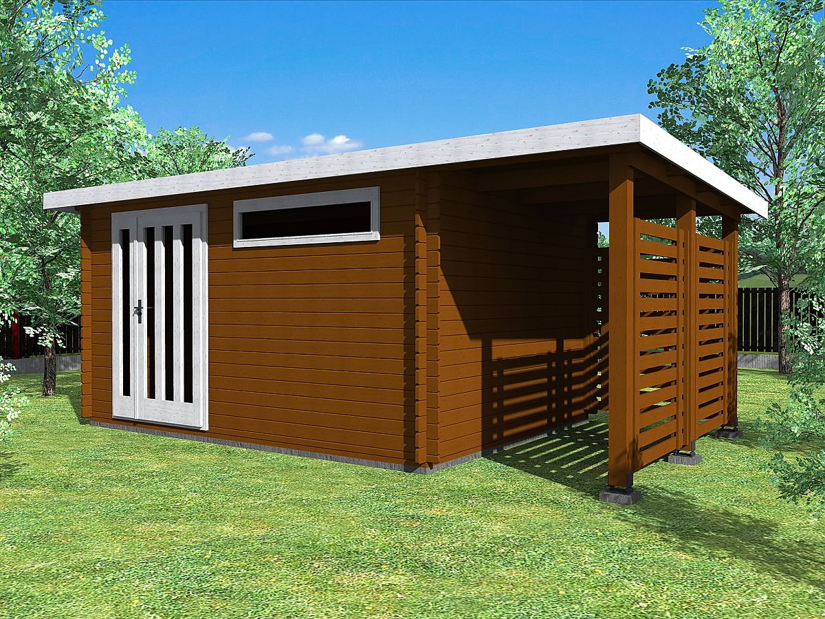 Zahradní domky a chatky - Alfred DD 400x300 33 mm + přístavba