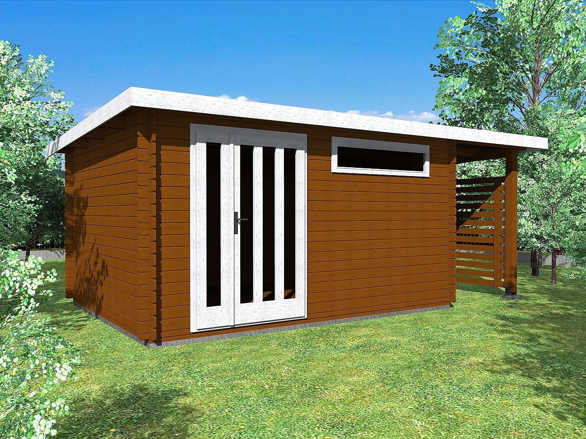 Zahradní domky a chatky - Alfred DD 400x300 33 mm + přístavba