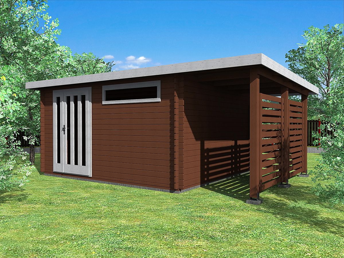 Zahradní domky a chatky - Alfred DD 400x350 33 mm + přístavba