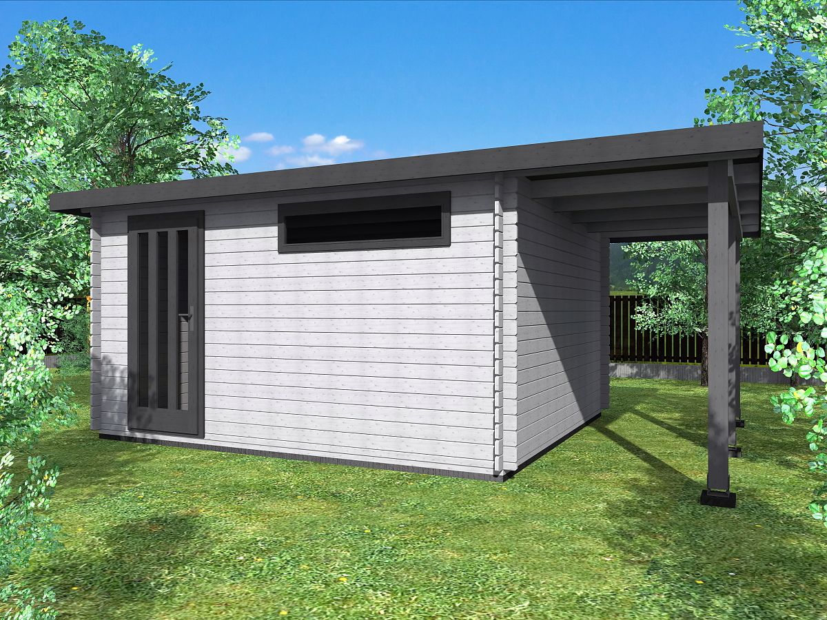 Zahradní domky a chatky - Alfred 400x350 33 mm + přístřešek