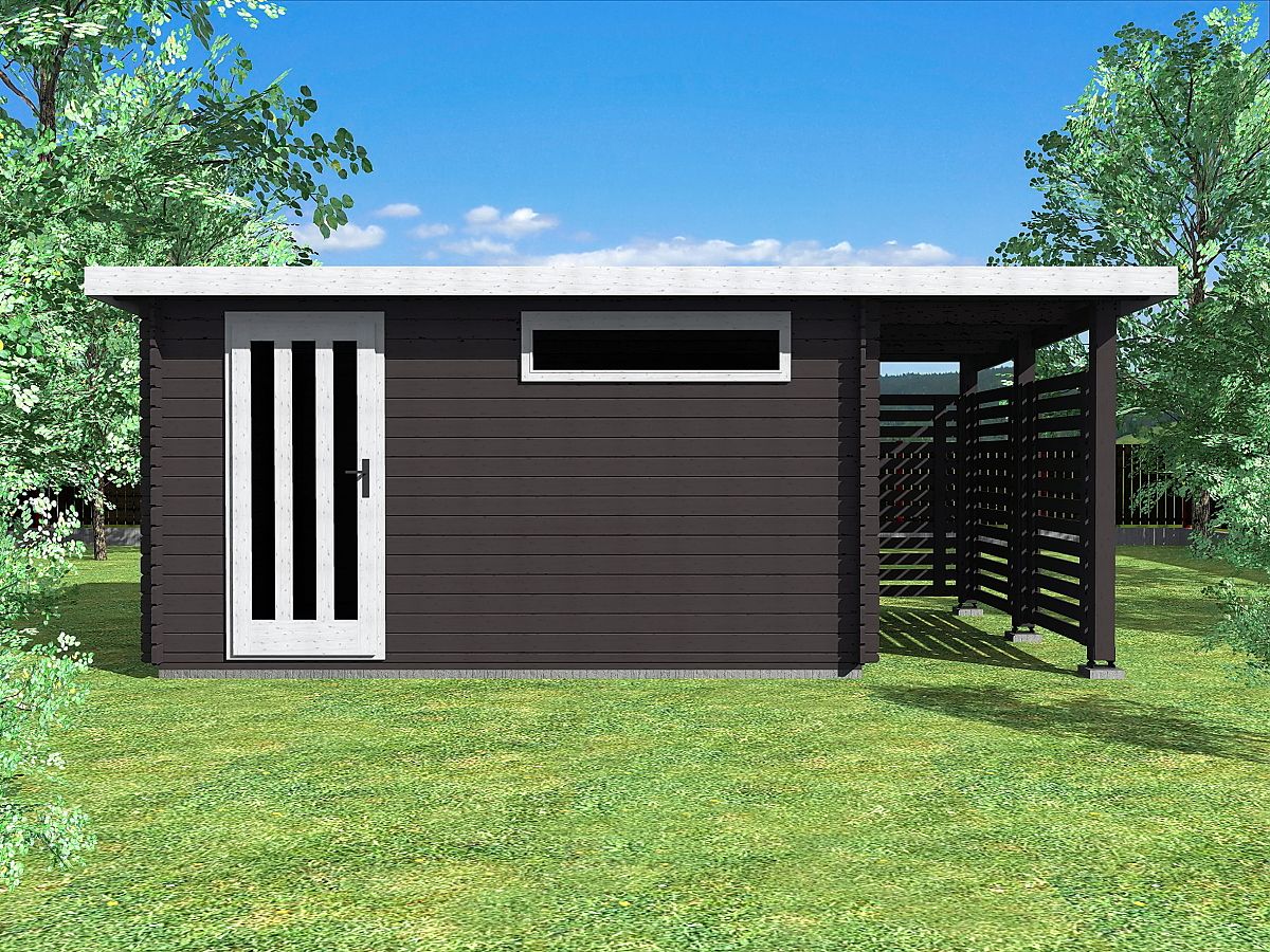 Zahradní domky a chatky - Alfred 400x300 33 mm + přístavba