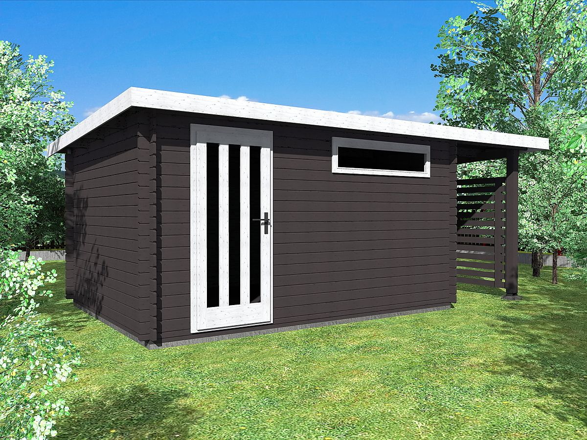 Zahradní domky a chatky - Alfred 400x300 33 mm + přístavba