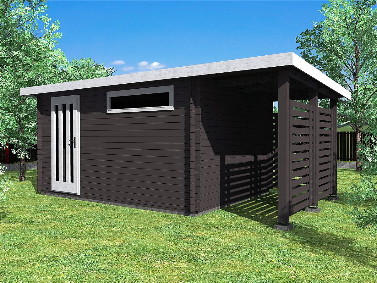 Zahradní domky a chatky - Alfred 400x300 33 mm + přístavba