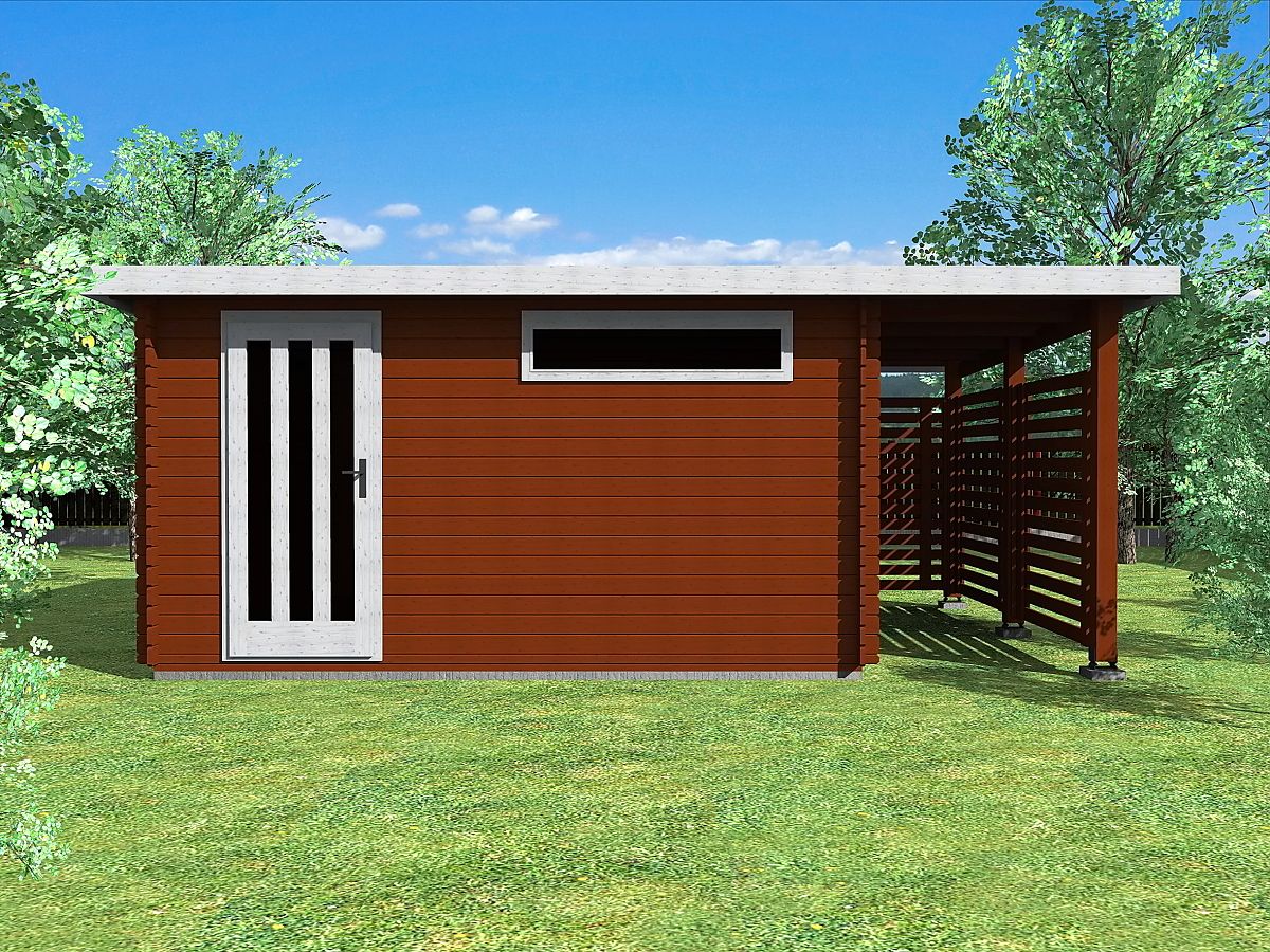 Zahradní domky a chatky - Alfred 400x350 33 mm + přístavba