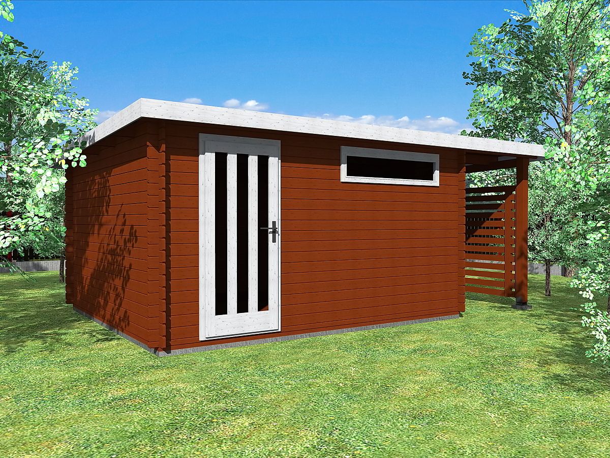 Zahradní domky a chatky - Alfred 400x350 33 mm + přístavba