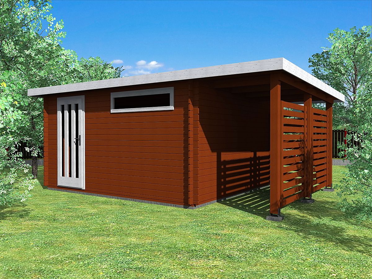Zahradní domky a chatky - Alfred 400x350 33 mm + přístavba
