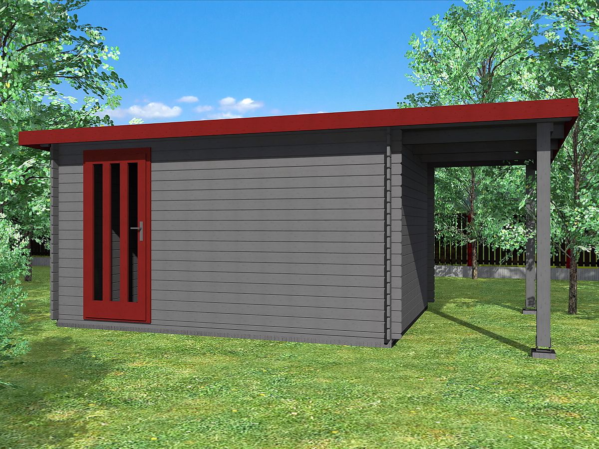Zahradní domky a chatky - Roland 400x300 33 mm + přístřešek