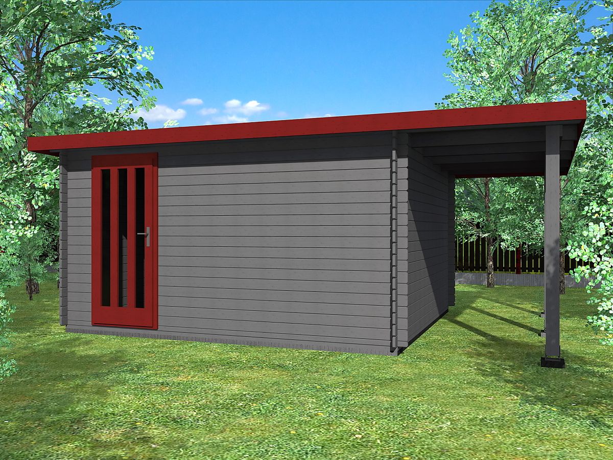 Zahradní domky a chatky - Roland 400x350 33 mm + přístřešek
