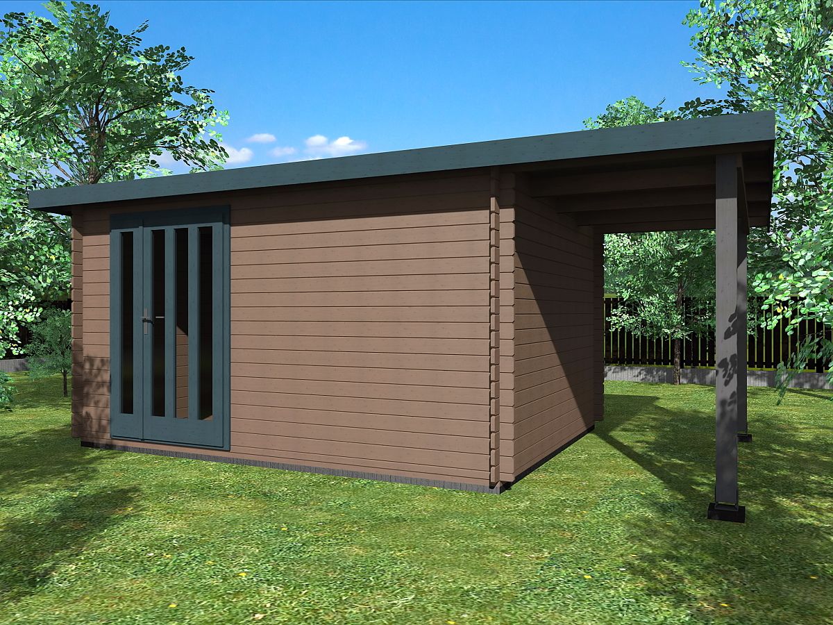 Zahradní domky a chatky - Roland DD 400x300 33 mm + přístřešek