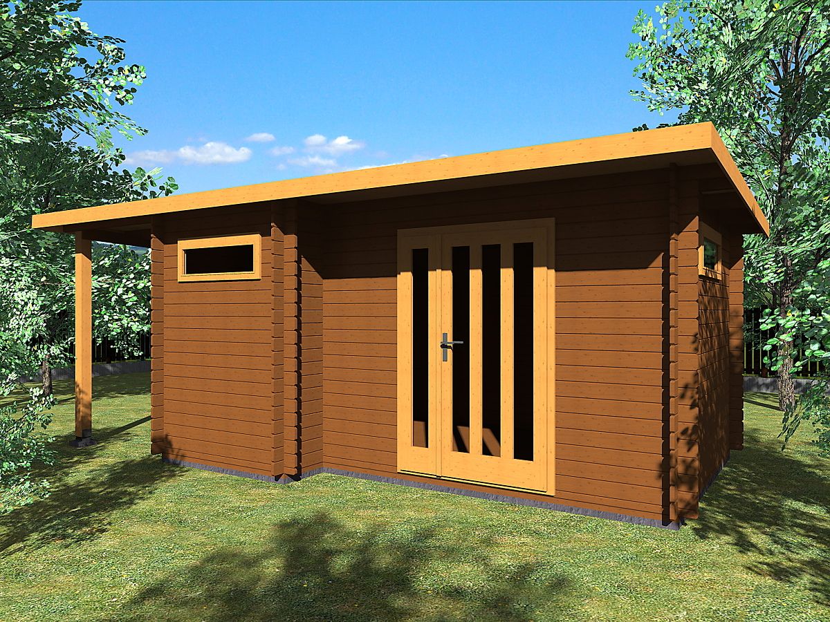 Zahradní domky a chatky - Ueli DD 450x300 28 mm + přístřešek