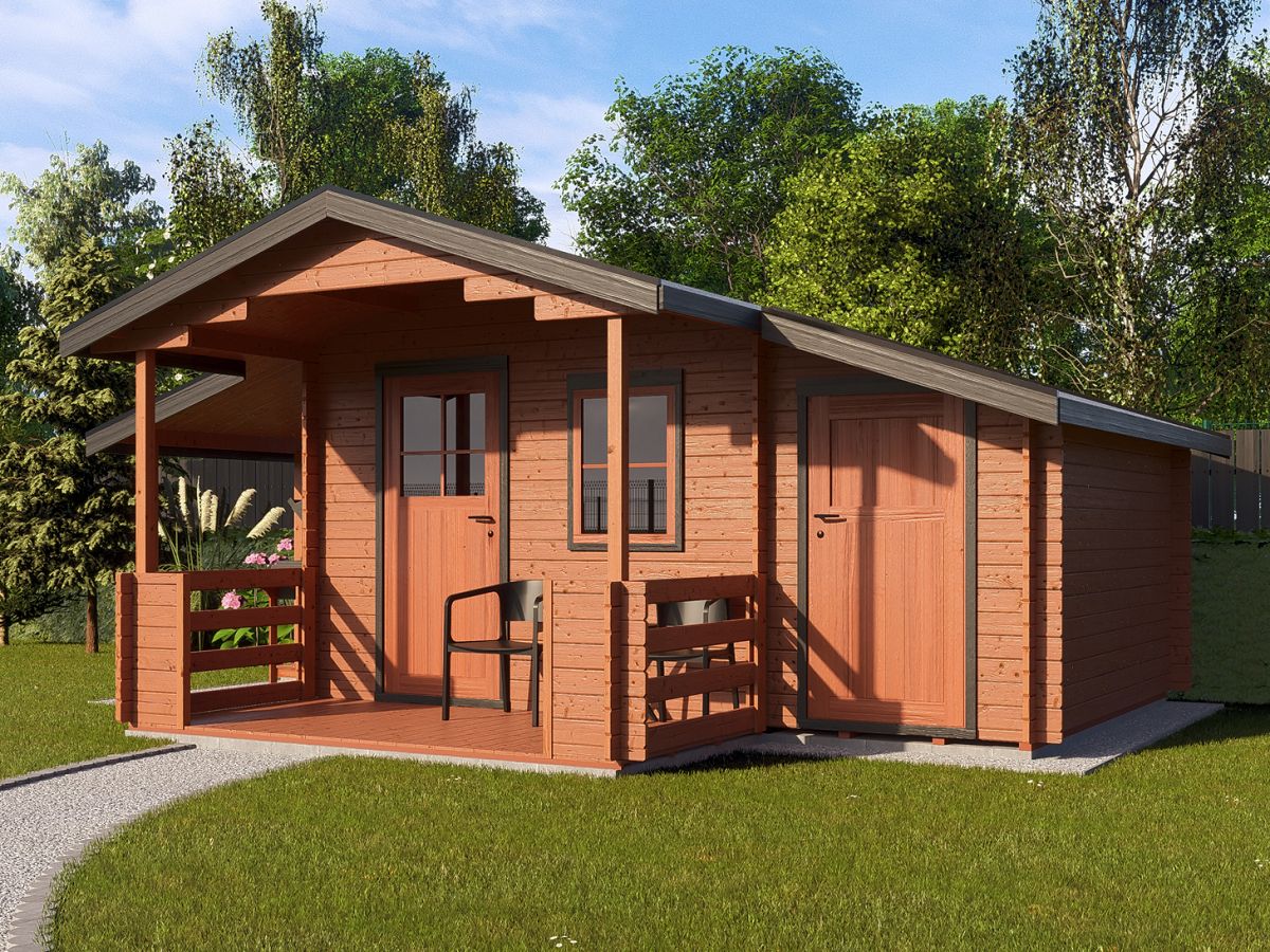 Zahradní domky a chatky - Camping EKO 440x300 28 mm + přístřešek