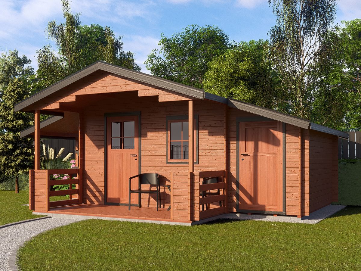 Zahradní domky a chatky - Camping EKO 490x300 28 mm + přístřešek