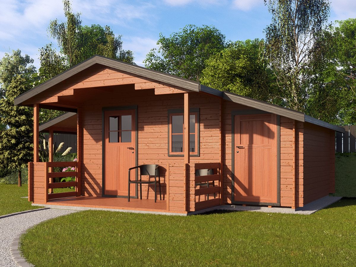Zahradní domky a chatky - Camping EKO 490x350 28 mm + přístřešek