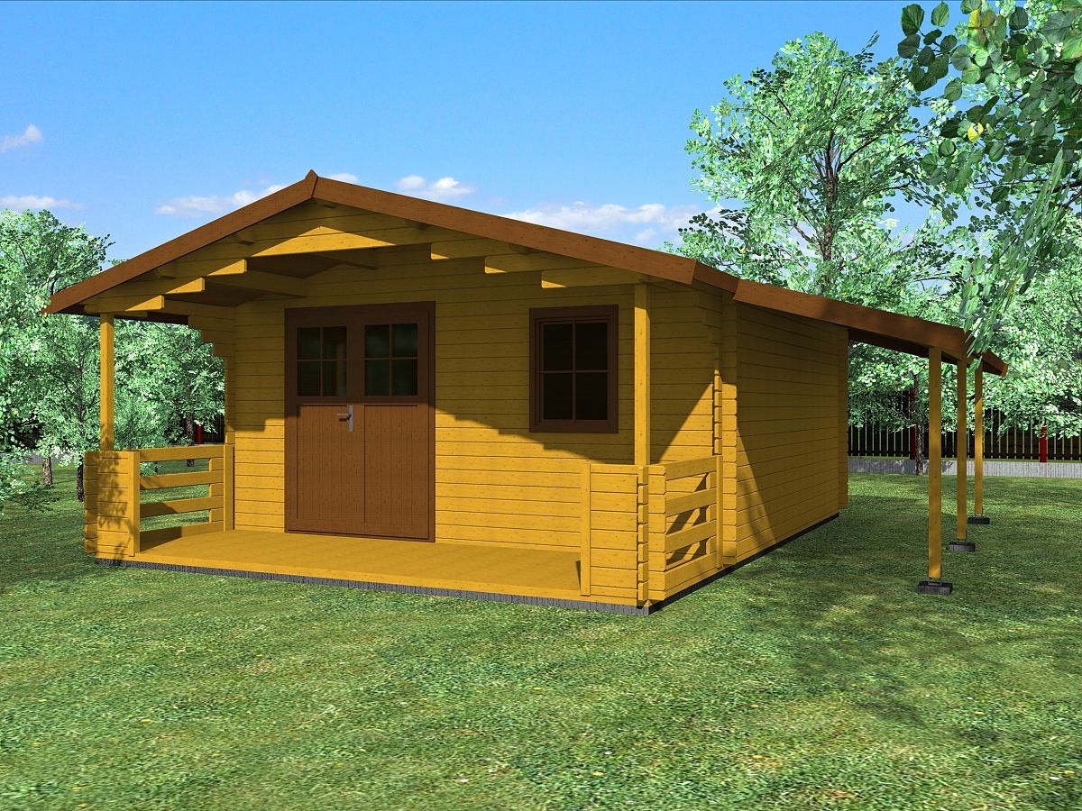 Zahradní domky a chatky - Luka EKO DD 450x450 33 mm + přístřešek