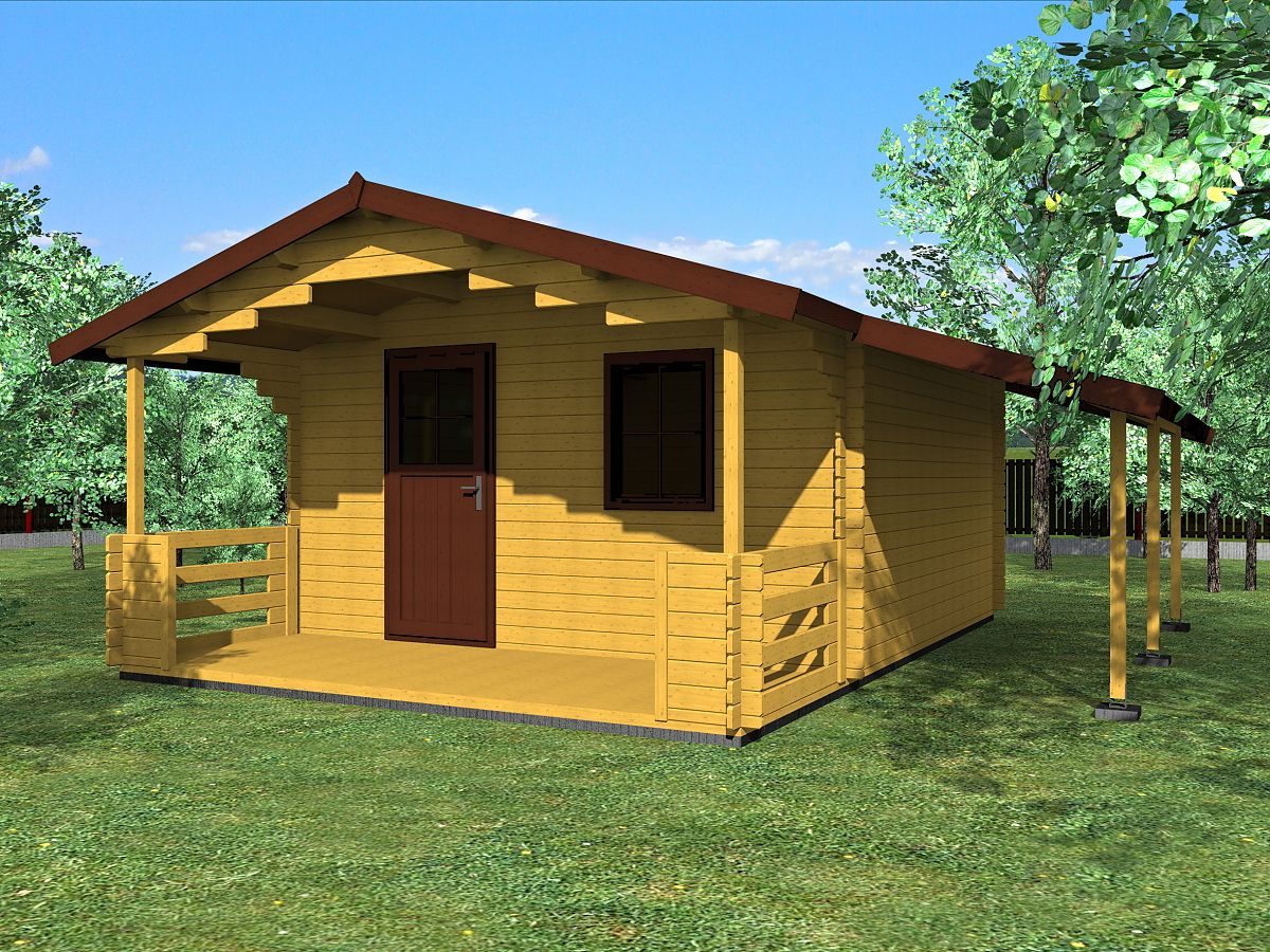 Zahradní domky a chatky - Luka EKO 400x400 33 mm + přístřešek
