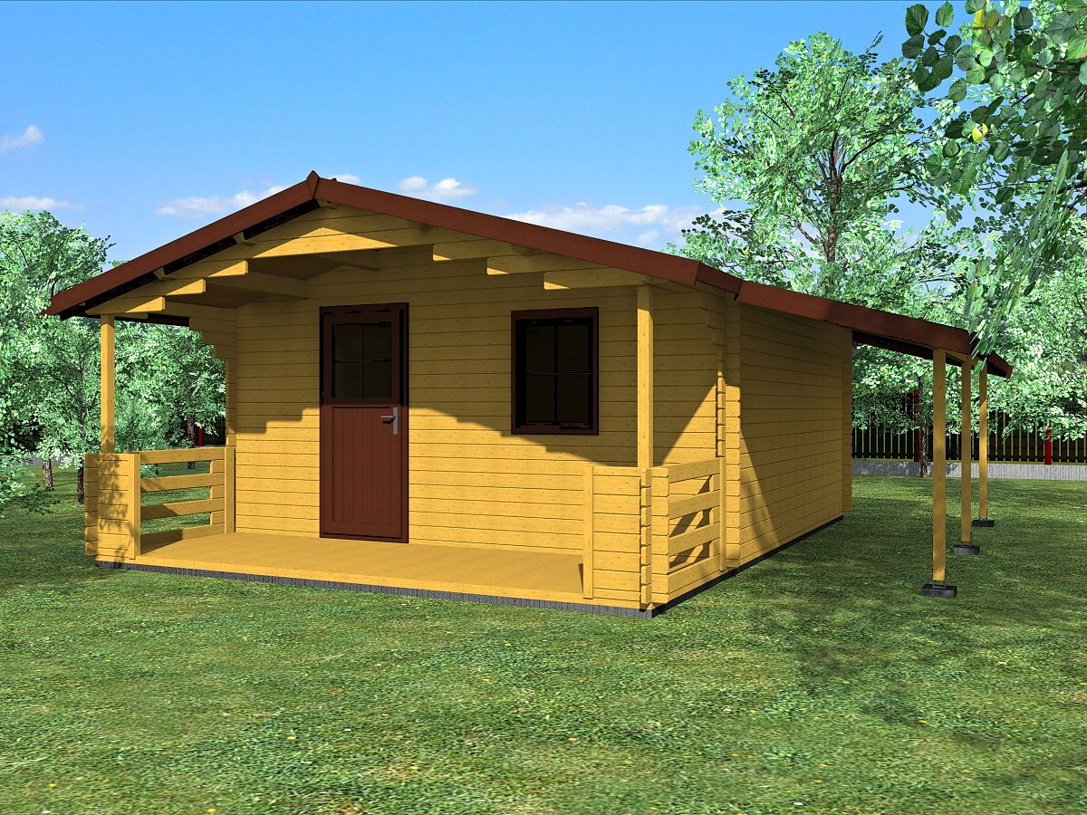 Zahradní domky a chatky - Luka EKO 450x450 33 mm + přístřešek