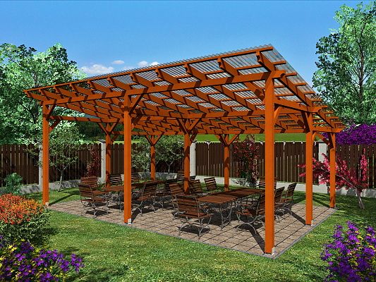Zahradní pergoly a altány - Pergola Grand 500x570 - sklon 10°