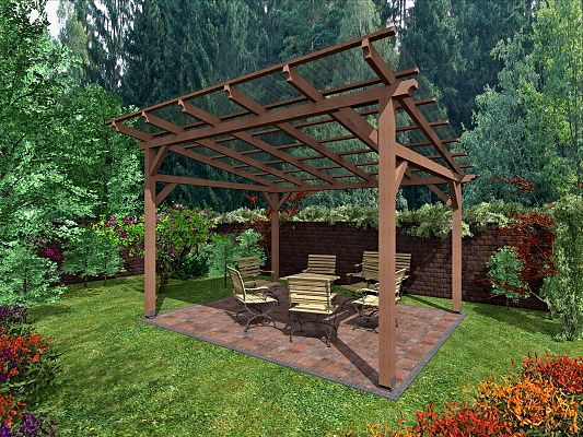 Zahradní pergoly a altány - Pergola Klasik 350x370 - sklon 10°