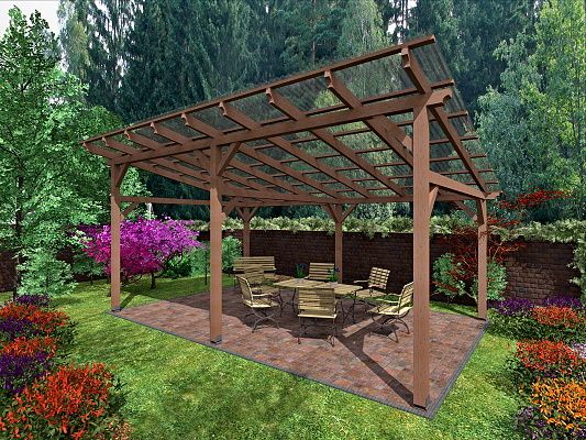 Zahradní pergoly a altány - Pergola Klasik 400x470 - sklon 10°
