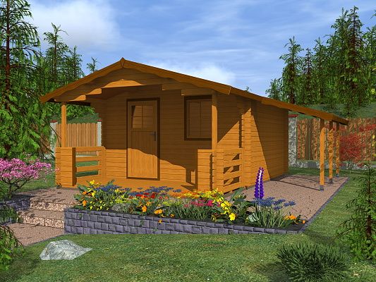 Zahradní domky a chatky - Luka EKO 350x350 28 mm + přístřešek